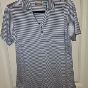 Cutter & Buck Men's Blue Striped Polo Shirt